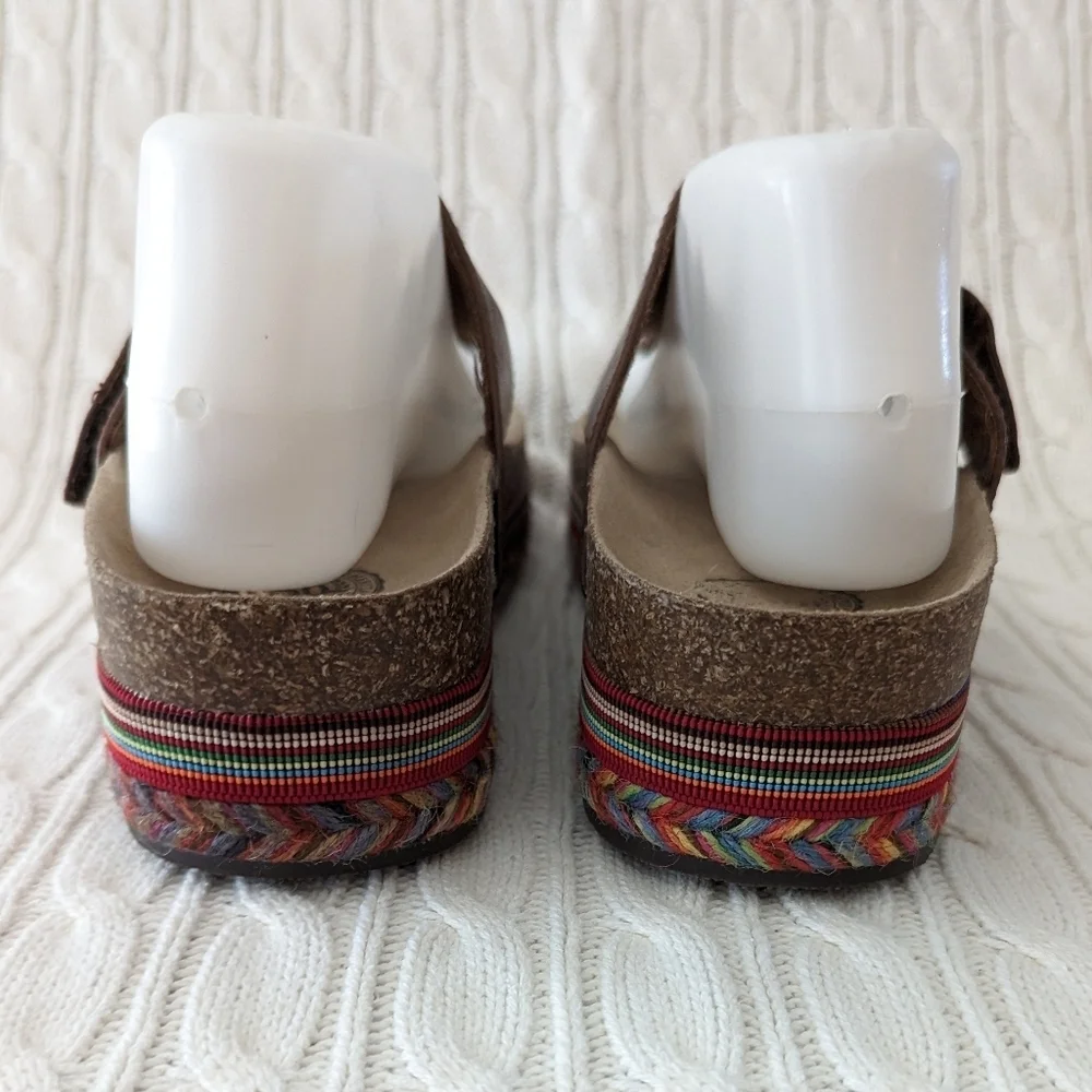 Espadrille Cork Platform‎ Sandals 10 Brown Multi color Thong Sandal rainbow - Picture 5 of 12